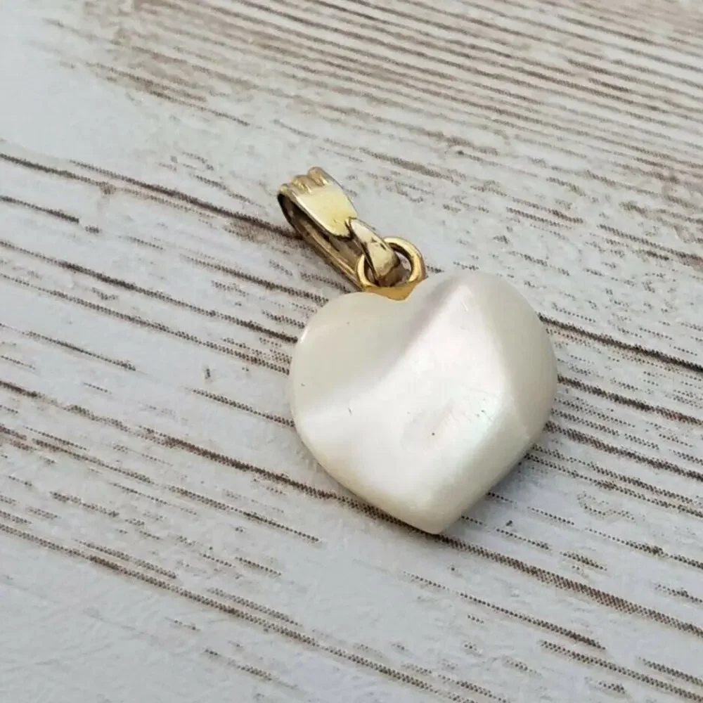 Vintage Pendant Dainty Heart with Rainbow - No Chain Included